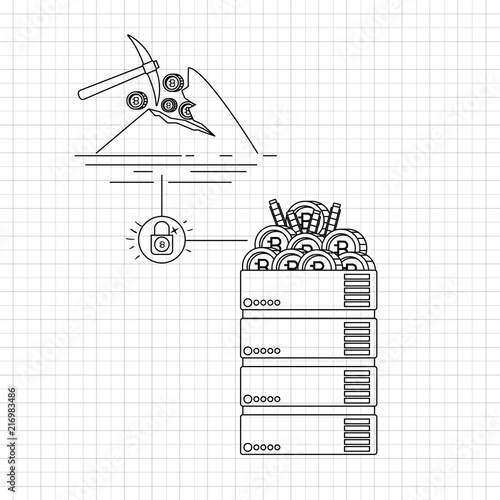 bitcoin mining set icons vector illustration design