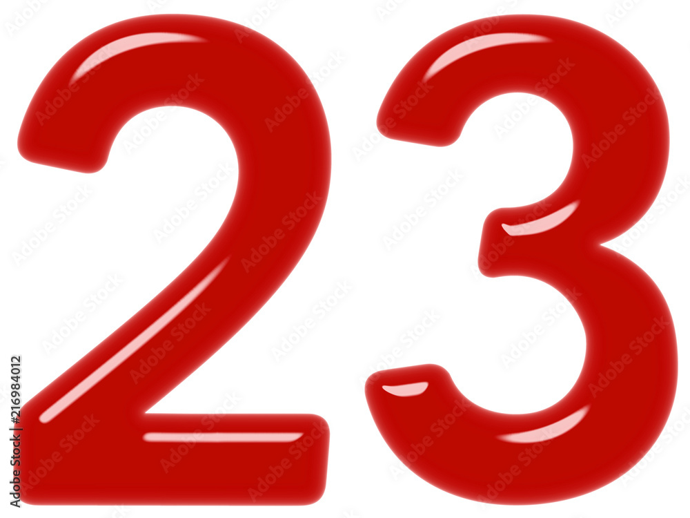 Numeral 23, twenty three, isolated on white background, 3d render Numeral 23, twenty three, isolated on white background, 3d render