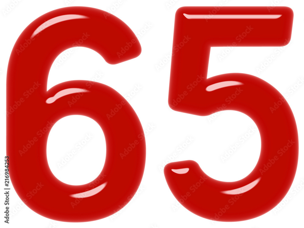 Numeral 65, sixty five, isolated on white background, 3d render Numeral 65, sixty five, isolated on white background, 3d render