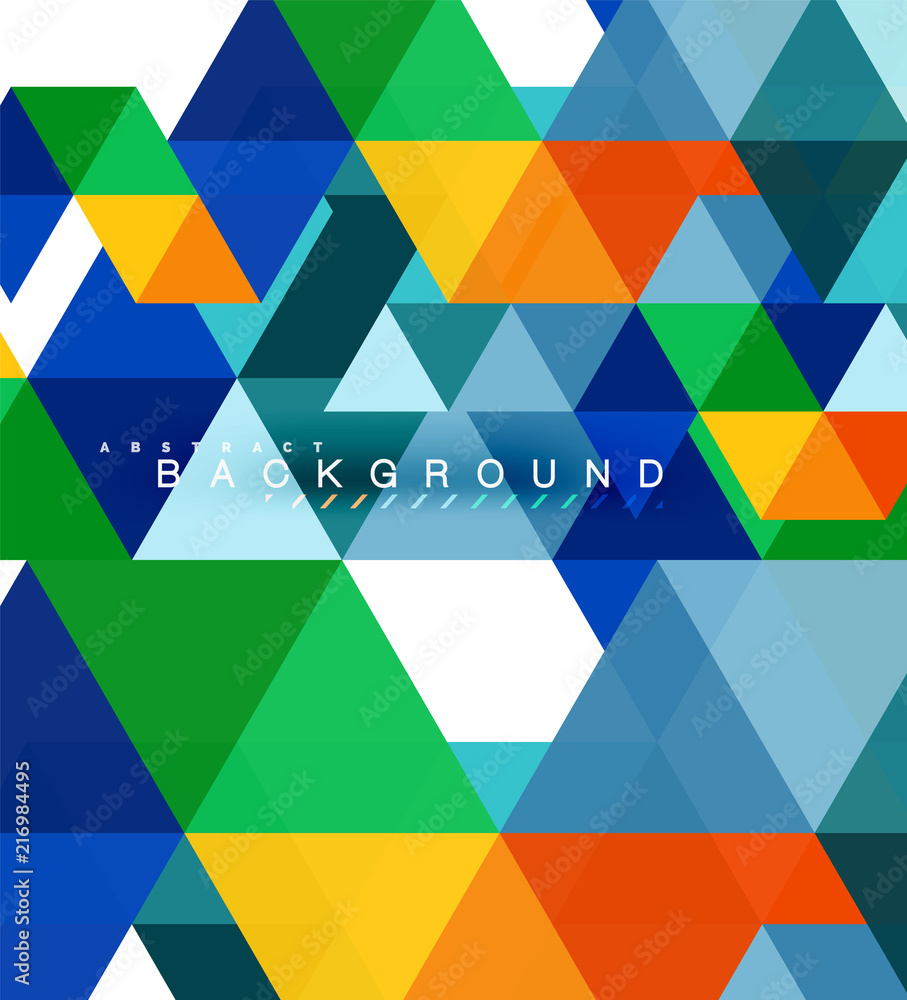 Multicolored triangles abstract background, mosaic tiles concept