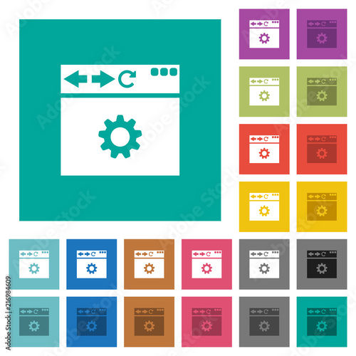 Browser settings square flat multi colored icons