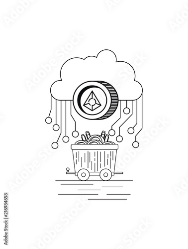 augur mining set icons vector illustration design