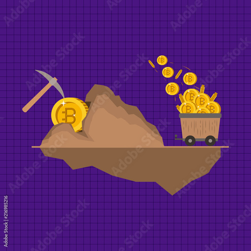 bitcoin mining set icons vector illustration design