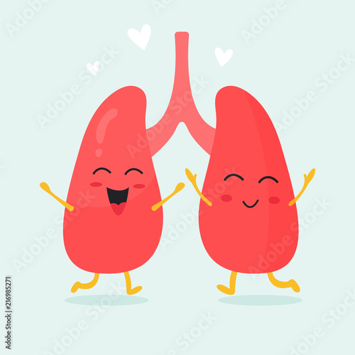 Cute lungs organs characters