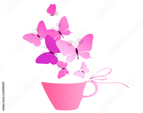 beautiful pink butterflies  isolated  on a white