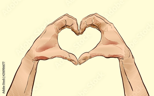 Heart from hand. Hands shaping heart. from hand. Symbol of love and help.