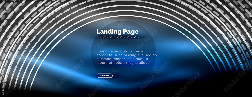 Neon glowing techno lines, hi-tech futuristic abstract background template with circles, landing page template Neon glowing techno lines, hi-tech futuristic abstract background template with circles, landing page template