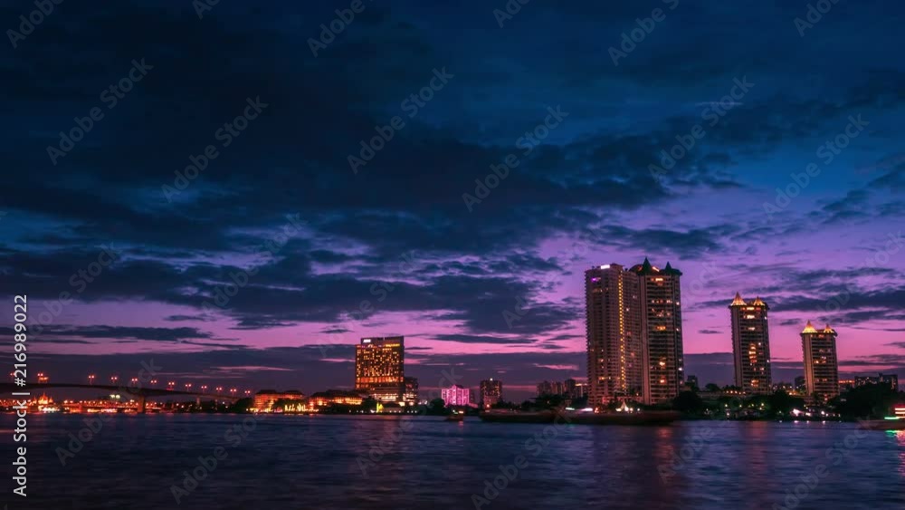 4k time lapse, atmosphere of Bangkok at Chao Phraya River at night 4k time lapse, atmosphere of Bangkok at Chao Phraya River at night