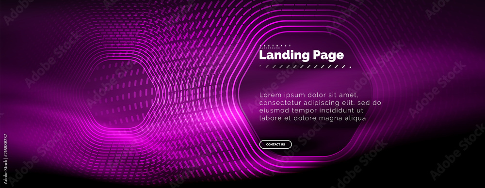Neon glowing techno hexagon shape lines, hi-tech futuristic abstract background, landing page template Neon glowing techno hexagon shape lines, hi-tech futuristic abstract background, landing page template