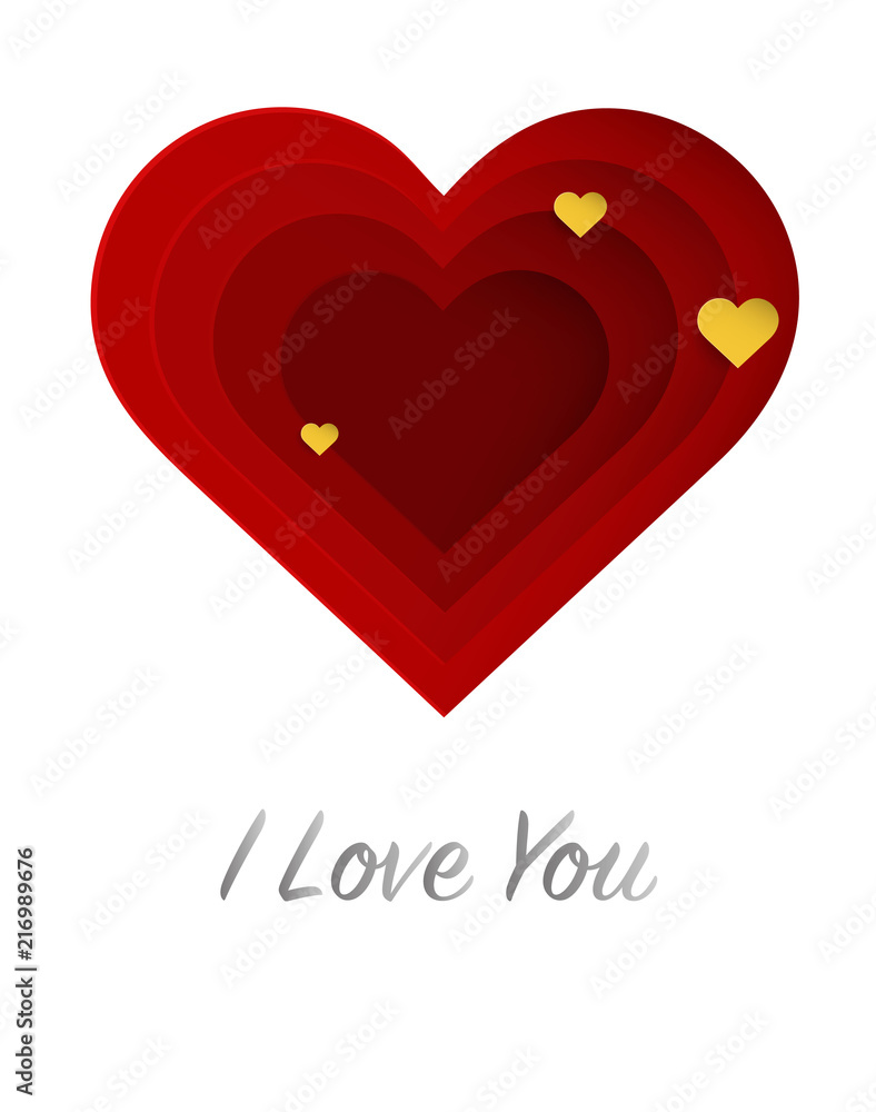Cut the big red heart on the paper and a white background Cut the big red heart on the paper and a white background