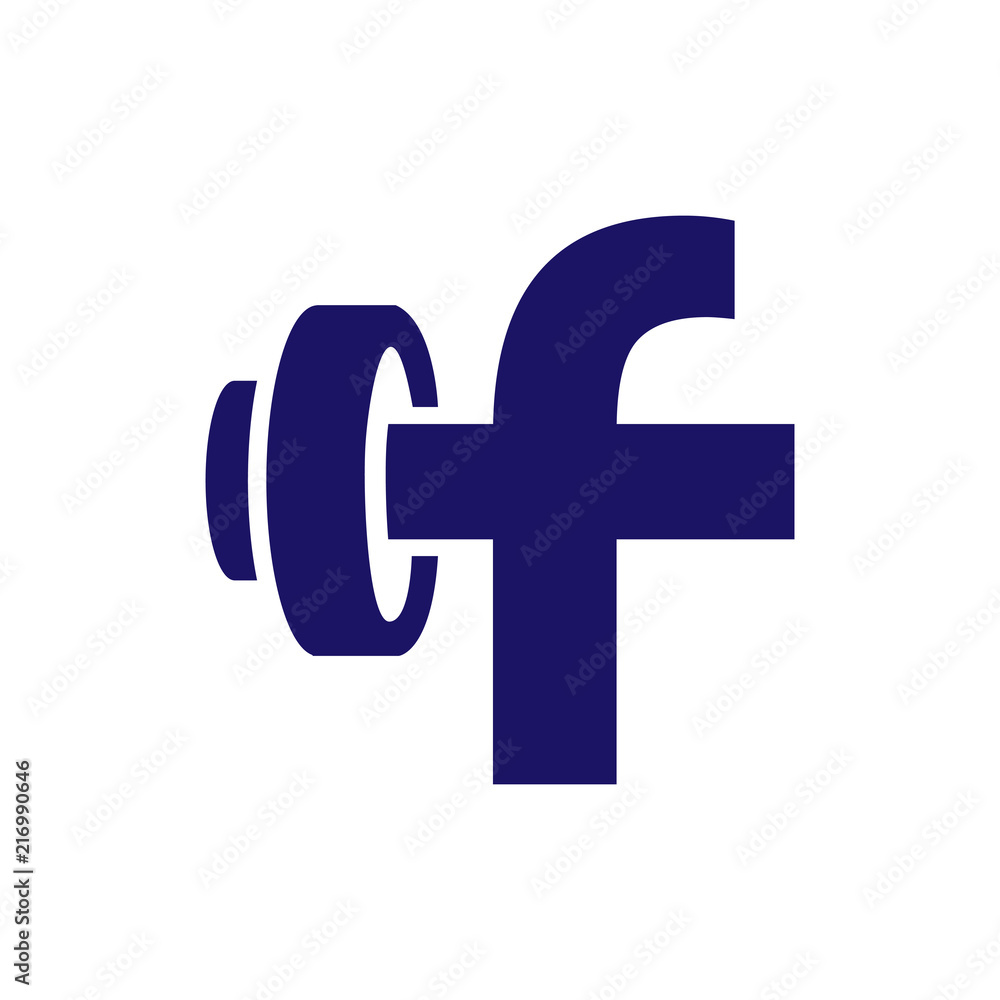 Obraz premium F Logo with barbell fitness logo icon vector