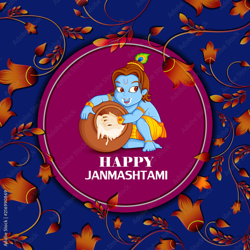 Lord Krishna stealing makhaan in Happy Janmashtami Lord Krishna stealing makhaan in Happy Janmashtami