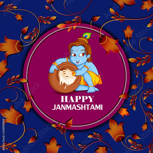 Wallpaper Mural Lord Krishna stealing makhaan in Happy Janmashtami Torontodigital.ca