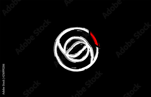 grunge white red black number 0 zero logo design