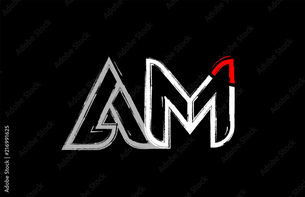 grunge white red black alphabet letter am a m logo design grunge white red black alphabet letter am a m logo design