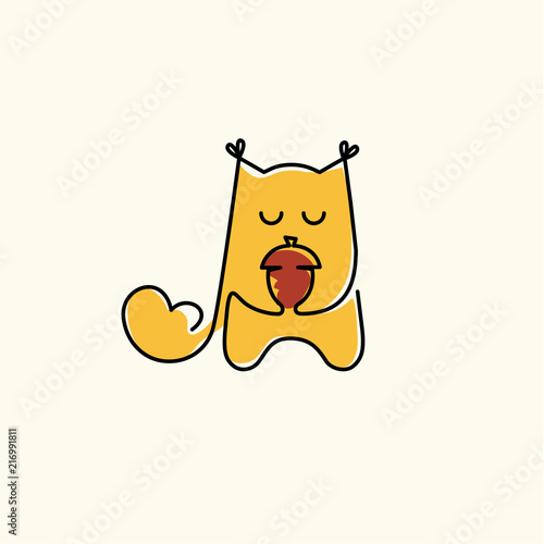 Vector logo design of cute squirrel. Cartoon emblem 