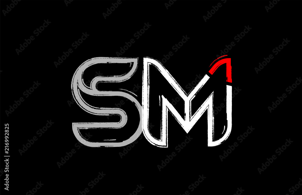 Sm s m black and white alphabet letter logo Vector Image
