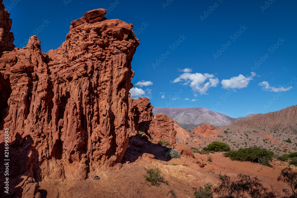Fototapeta premium Quebrada de la Senorita desertic valley in Uquia Village at Quebrada de Humahuaca - Uquia, Jujuy, Argentina
