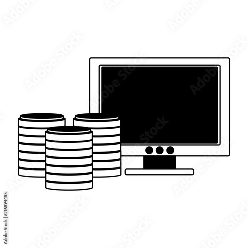 PC screen with disks storage vector illustration graphic design
