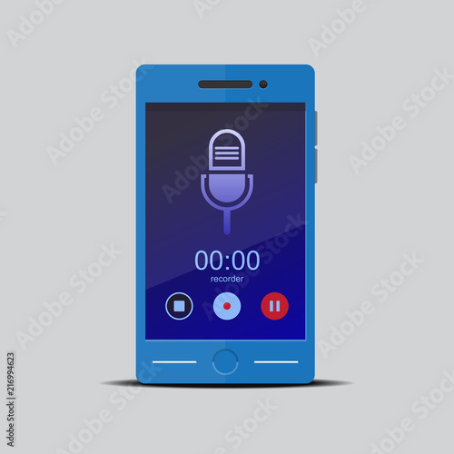 smartphone digital voice recorder vector flat design.