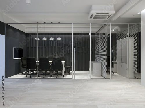 Modern office interior. Meeting room. 3D rendering.