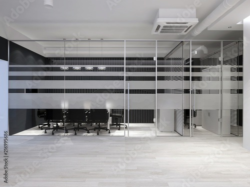 Modern office interior. Meeting room. 3D rendering.