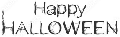 Happy Halloween spider web text greeting card