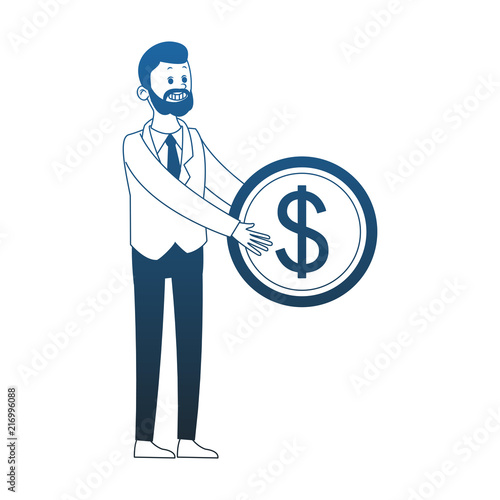 Businessman holding coin vector illustration graphic design