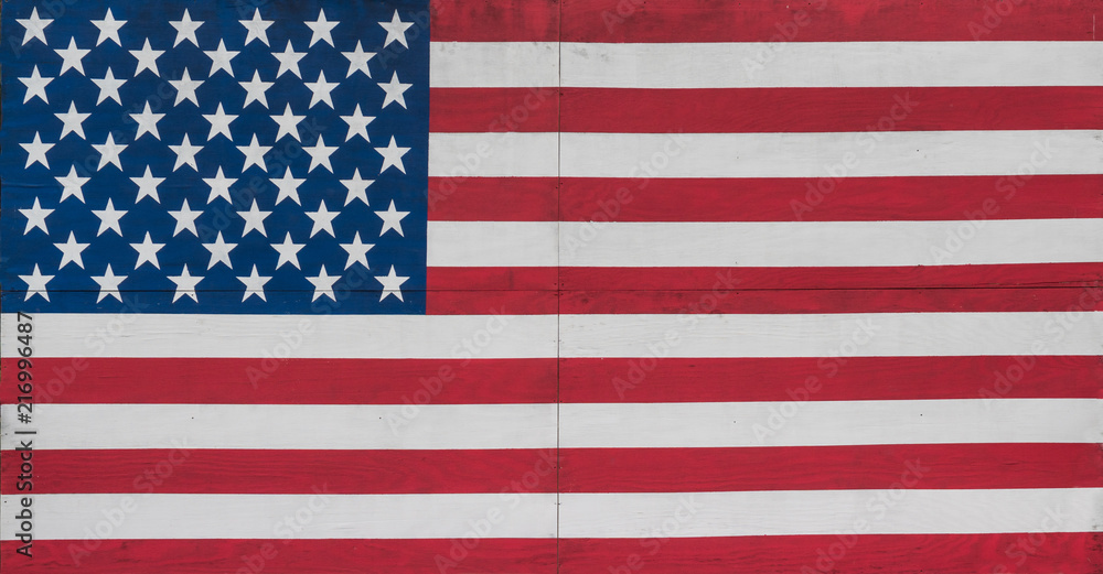 Fototapeta premium US Stars and Stripes painted on wooden boards
