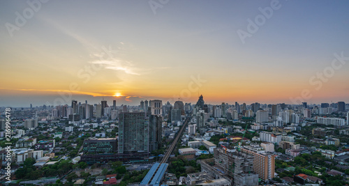 sunset skyline cityscape of metropolis