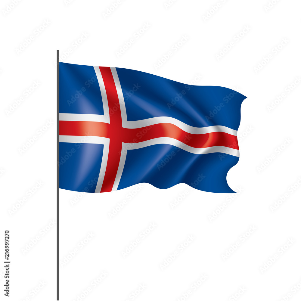 Iceland flag, vector illustration on a white background Iceland flag, vector illustration on a white background