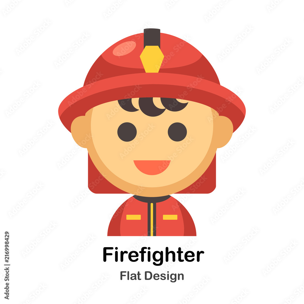 Firefighter Flat Illustration Firefighter Flat Illustration