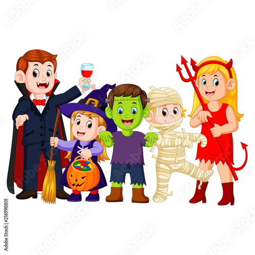 Halloween trick or treating in Halloween costume