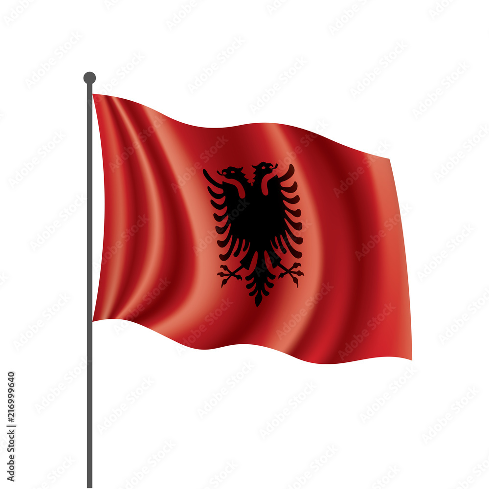 Albania flag, vector illustration on a white background Albania flag, vector illustration on a white background