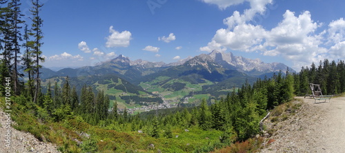 View on Dachstein Mountain, Bischofsmuetze, Filmoos region, Salzkammergut, View on Dachstein 