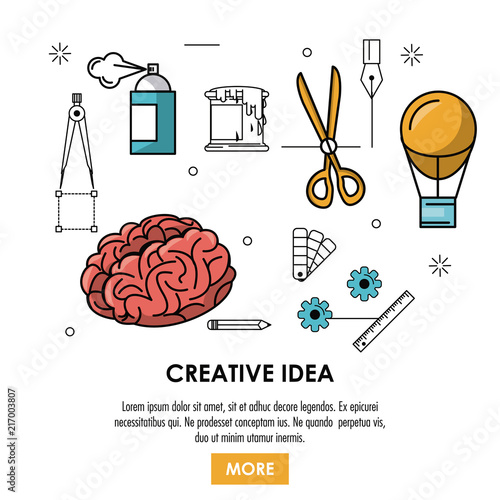 Be creative poster with information cartoons vector illustration