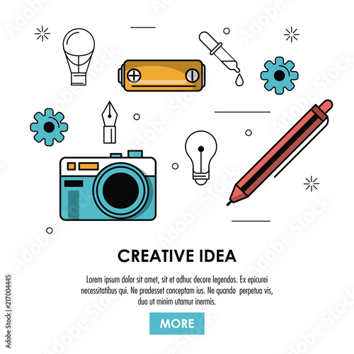 Be creative poster with information cartoons vector illustration
