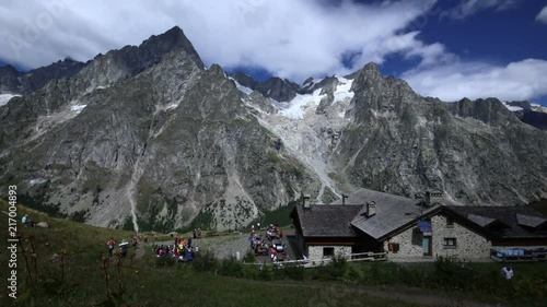 Summit of Mont Blanc and the Walter Bonatti refuge photo