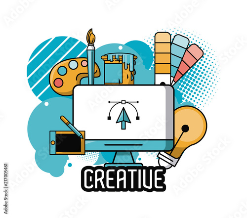Creative ideas and colors with graphic design elements cartoons vector illustration graphic design