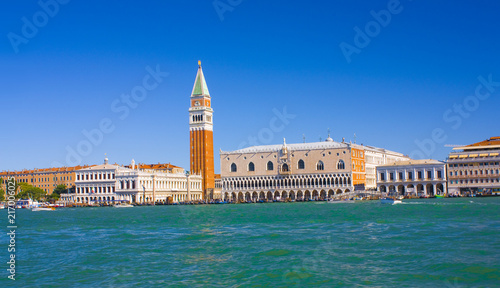  Panorama of historic Venice in sunny day from the lagoon in Venice, Italy