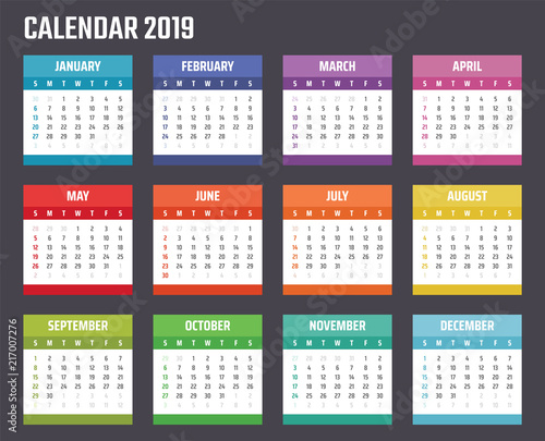 2019 year calendar, calendar design for 2019 starts sunday