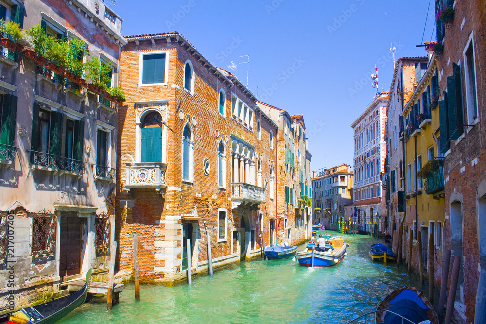 Beautiful romantic Venetian cityscape with a channel