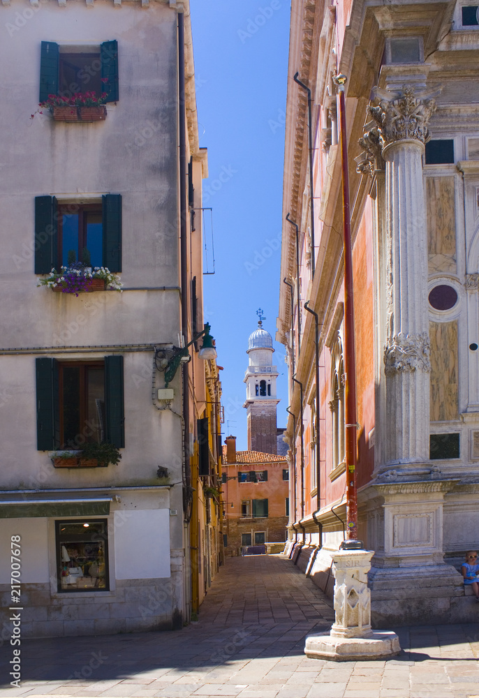 Narrow street of romantic Venice