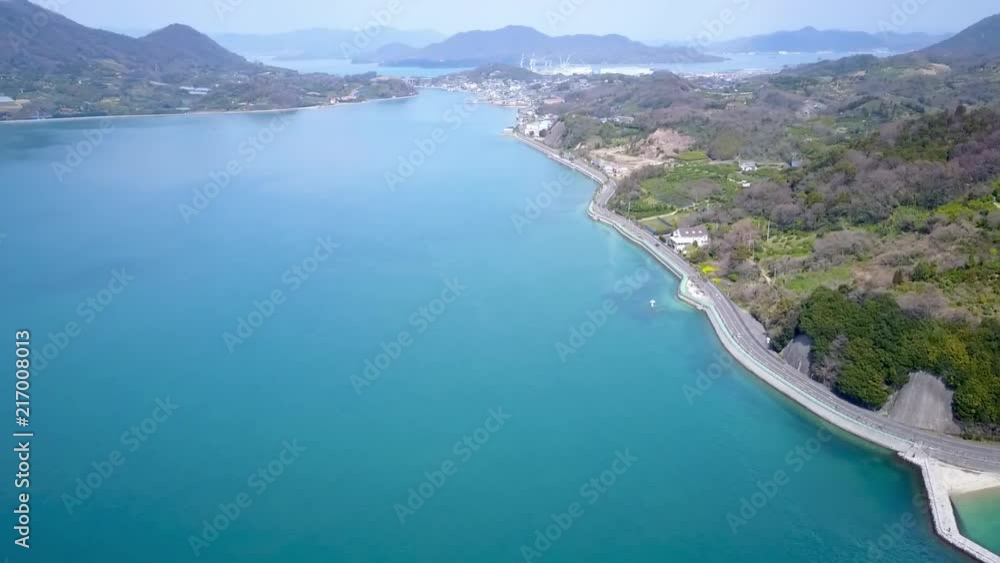 Beautiful coastline of japans famous shimanami kaido cycle path across islands Beautiful coastline of japans famous shimanami kaido cycle path across islands