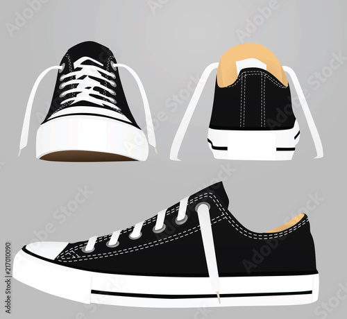 Black  canvas snickers. vector illustration