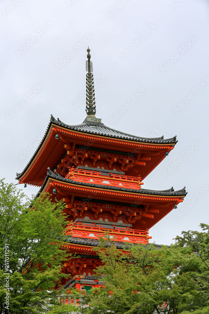 The pagoda of Kiyomizu-dera in Kyoto, Japan.