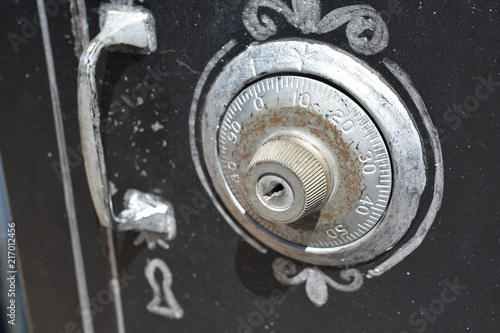 Vintage Silver Safe Lock Up Close