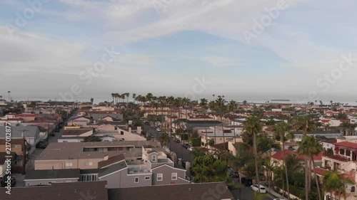 Aerial drone shot of Seal Beach. It was about 7:30AM. This shot was taken near PCH in Southern California. photo