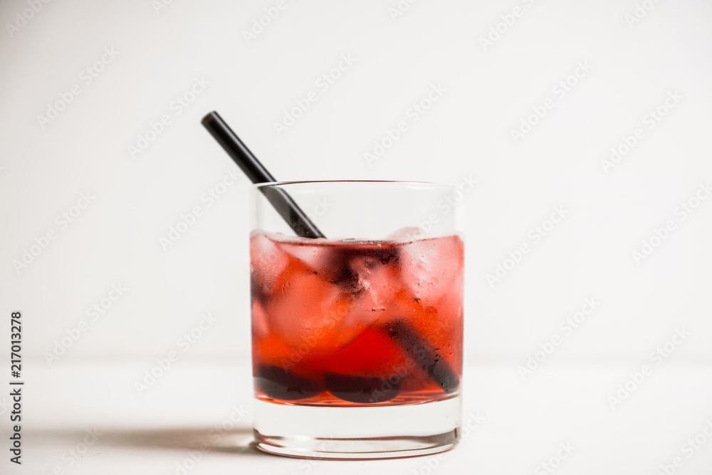 Old fashioned cocktail with cherry. Selective focus. Old fashioned cocktail with cherry. Selective focus.