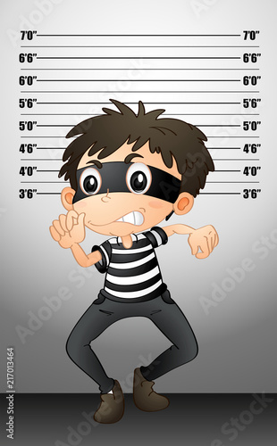 Burgular taking a mugshot